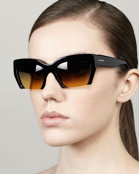 miu miu rasoir black|Miu Miu Rasoir Cutoff Square Sunglasses, Black .